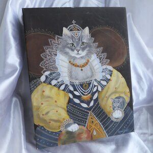 Carol Lew Cat Canvas Print Giclee Stretched Wall Art Queen Elizabeth Dress 11x14